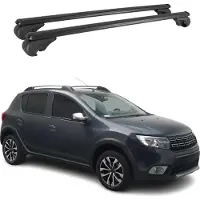 Omtec Dachträger für Dacia Sandero Stepway 2012-2024 Gepäckträger Aluminium Schwarz 2x