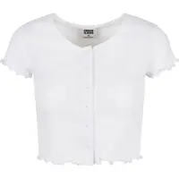 Urban Classics Kurzarmshirt "Damen Ladies Cropped Button Up Rib Tee" 1 Stk.