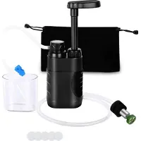 Ele eleoption (Schwarz) Tragbarer Outdoor-Wasserfilter, 5000 L Survival Camping Wasserfilterpumpe für Trinkwasser, Tragbarer Wasseraufbereiter für Notfallausrüstung