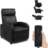 FCH Massagesessel,Fernsehsessel Ruhesessel mit Massagefunktion, Wärmefunktion, Kunstleder, Schwarz