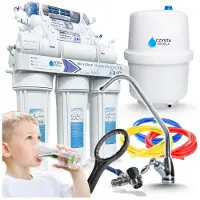 ARI RO7 Umkehrosmoseanlage 7 Stufen, 75 GPD, 12 L Tank, Mineralisierung & Biokeramik, Wasserfilter Küche inkl. Doppelhahn & QC-Anschlüssen