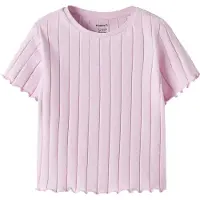 Name it Kurzarmshirt "NKFNORALINA SS CROP TOP NOOS" Baumwollmischung mit Stretch, gewellte Abschlüsse