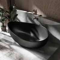 NEXTREND - GmbH Freistehende Badewanne WAVE STONE - Mineralguss - Schwarz, matt - 180 x 110 x 62 cm