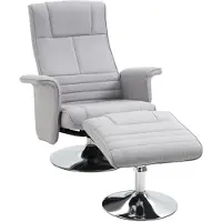 XTEILC Massagesessel mit Fußhocker Elektrischer Fernsehsessel mit Liegefunktion, Fernbedienung, Leinenoptik, Stahl, 78x95x88cm