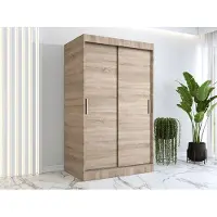 FURMEB Patryk Hojka FurMeb24 Schiebetrenschrank GOLD -120x200cm 2-triger Kleiderschrank Ohne Spiegel, Schiebeschrank - (Sonoma Eiche)