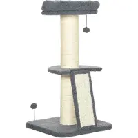 Northio Kratzbaum 92H Cm Kletterbaum Mit Kratzbrett & Spielball, Dicke Sisalsäule, Lammfell-Imitat, Dunkelgrau+Cremeweiß
