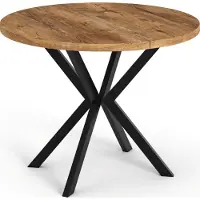 WFL GROUP Runder Ausziehbarer Esstisch - Loft Style Tisch mit Metallbeinen - 120 bis 200 cm - Industrieller Tisch für Wohnzimmer - Spacesaver - Lefkas Eiche - 120 cm