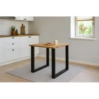 Casa Massiva Esstisch Salvador | 90 x 90 cm | Eiche massiv + geölt | Baumkante | U-Gestell Metall Schwarz | pflegeleichter Esszimmertisch/Küchentisch/Eichenholz-Tisch/Holztisch aus Wildeiche