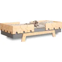 Smartwood Kinderbett mit Lattenrost und Rausfallschutz Puzzle BR2 Montessori Bett aus Kiefernsperrholz für Jungen und Mädchen- Grau - 90x200 cm