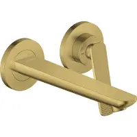 Hansgrohe AXOR Citterio C Einhebel-Waschtischmischer Unterputzmodell für Wandmontage, Auslauf 195mm, Cubic cut, 49111990, Farbe: Polished Gold Optic