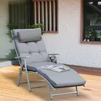 Xdovet Sonnenliege mit Kopfkissen und Sitzkissen 7-Fach Verstellbare Klappbar Strandliege Gartenliege bis 165 kg Belastbar für Garten Urlaub Outdoor