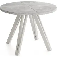 WFL GROUP Runder Esstisch Ausziehbar 100–140 cm mit Holzbeinen aus Buchenholz in Kaschmir – Moderner Ausziehtisch für Esszimmer, Küche und Wohnzimmer – Tisch für 4–8 Personen – Beton Grau