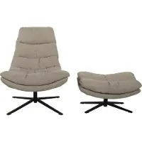 Duo Collection Relaxsessel >Porto< (2-teilig) inkl. Hocker, drehbar, sandfarbig - 83x100x92cm (BxHxT)