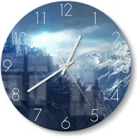 DEQORI Glasuhr Ø30 cm Zahlen 'Gipfel der Zukunft' Wanduhr Glas Uhr Design leise Küchenuhr