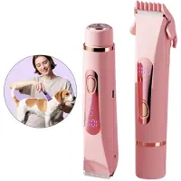 Welikera Elektrischer Epilierer mit zwei Köpfen, IPX7 wasserdicht, Nass- und Trockenanwendung, mit LCD-Bildschirm, Ganzkörper- und Tierpflegerasierer (Pink)