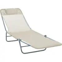 Welikera Sonnenliege klappbar Gartenliege mit Kopfkissen Liegestuhl verstellbar mit 5-Fach Campingliege bis 120kg belastbar für Garten, Balkon und Pool geeignet, 4 Farben(Creme)