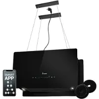 KKT Kolbe Dunstabzugshaube 60 cm 764 cbm/h Umluft | 9 Stufen | Smart WLAN WiFi App | Inselhaube freihängend | Deckenmontage | Schwarz | Glas | LED-Beleuchtung | Nachlaufautomatik | CUBE60FB
