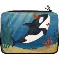 Mr. & Mrs. Panda Federmappe Orca Zylinder Design - Weiß - Geschenk, Schlampermäppchen, Glitzer, Konfetti, Geburtstag, Bleistiftetui, Stifteetui, Schreibmappe, Fest, Etui