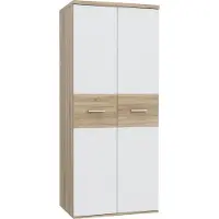 Furniture24 Kleiderschrank Winnie WNS92, 2 Türiger Drehtürenschrank, Schrank mit 5 Einlegeboden und 2 Kleiderstangen