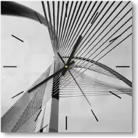 DEQORI Glasuhr 30x30 cm Modern 'Brückenseile im Detail' Wanduhr Glas Uhr Design leise