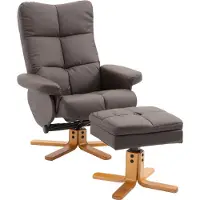 Dopwii Relaxsessel mit Hocker, 360°drehbarer Fernsehsessel mit Liegefunktion Lesesessel für Schlafzimmer, Wohnzimmer, Kunstleder, Braun