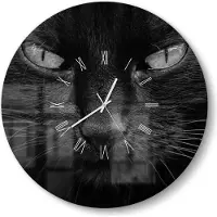 DEQORI Glasuhr Ø50 cm Römisch 'Mystische Katzenaugen' Wanduhr Glas Uhr Design leise Küchenuhr