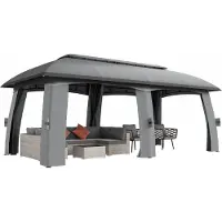 Outsunny Gartenpavillon 3x6m Partyzelt mit Doppeldach Bierzelt mit Fliegennetzen