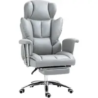 SUGIFT Bürostuhl ergonomisch, Schreibtischstuhl mit Fußstütze, 135° Lehne, Mikrofaser, Hellgrau | 46–54 cm Sitzhöhe | 60 cm Breite