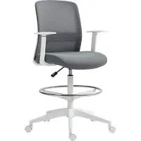 HOMCOM Bürostuhl Ergonomischer Schreibtischstuhl mit Armlehne, Fußring, Grau