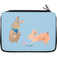 Mr. & Mrs. Panda Federtasche Hasen Muschel - Blau Pastell - Geschenk, Freundinnen, Bleistiftetui, Urlaub, Strand, Mäppchen, Etui, Freundin, BFF, Best Friends, Muttertag