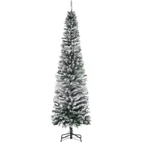 Welikera Künstlicher Weihnachtsbaum 225 cm Bleistift Kiefernbaum mit Schnee, 738 Spitzen für drinnen