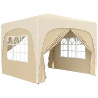 Dopwii 3 x 3 m Pavillon, Pop-up Gartenzelt mit Seitenwänden und Tragetasche, UPF50+, höhenverstellbar, Sand