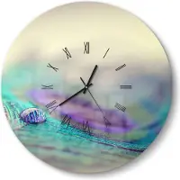 DEQORI Glasuhr Ø50 cm Römisch 'Wasserperle auf Feder' Wanduhr Glas Uhr Design leise