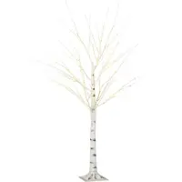 Slyrun LED-Weißbirke 150 cm, biegsame Äste, Kunststoff-Metall-Konstruktion, künstlicher Weihnachtsbaum mit Beleuchtung