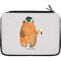 Mr. & Mrs. Panda Mäppchen Bär Prüfung - Grau Pastell - Geschenk, Abitur, Schlampermäppchen, Teddy, Prüfungen, Zeugnis, Schulmäppchen, Abschluss, Stifte Etui, Bestanden
