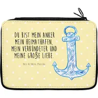 Mr. & Mrs. Panda Schlampermäppchen Anker Blau - Gelb Pastell - Geschenk, Mäppchen, Federmappe, Etui, Lustige Sprüche, Federtasche, reiseetui, Bleistiftetui