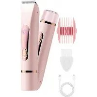 Dopwii Damen Bikini-Trimmer, wiederaufladbarer elektrischer Rasierer, 2-in-1 für Intimbereich, Beine & Körper, Bikini-Rasierer, rosa