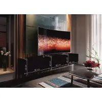 Fun Moebel Mediawand Wohnwand 3 tlg - NEXI XL 12 - Schwarz Hochglanz