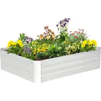 Dopwii Hochbeet aus verzinktem Stahl Gartenbeet Pflanzkasten für Garten Blumenkasten Blumenkübel Silber 120 x 90 x 30 cm