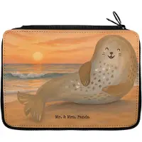 Mr. & Mrs. Panda Federmappe Robbe Lachen Design - Weiß - Geschenk, Federmäppchen, Bleistiftetui, Schlampermäppchen, Mäppchen, Federtasche, Robben, Nordsee, Stifteetui