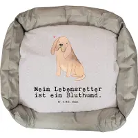Mr. & Mrs. Panda Hundekorb Bloodhound Lebensretter - Grau Pastell - Geschenk, Valentinstag, Geburtstag, Nikolaus, St. Hubertushund, Muttertag, Hund, Chien De Saint Hubert