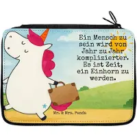 Mr. & Mrs. Panda Bleistiftetui Einhorn Koffer Design - Weiß - Geschenk, Verreisen, Gepäck, Unicorn, Schreibmappe, Schlampermäppchen, Mäppchen, Lustig, Witzig, Federmappe