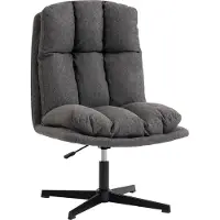 HOMCOM Sessel Drehbar Höhenverstellbar Loungesessel mit Leinenoptik Dunkelgrau