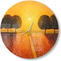 DEQORI DEQOART Glasuhr Ø50 cm Zahlen 'Pfad zur Sonne' Wanduhr Glas Uhr Design leise Küchenuhr