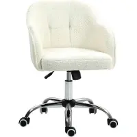 BundiGlassware Homeoffice Stuhl, Ergonomisch Schreibtischstuhl mit Wippfunktion, Teddysamtoptik 56 x 61 x 86 cm Cremeweiß