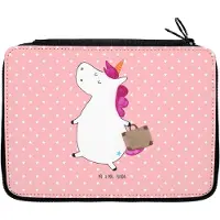 Mr. & Mrs. Panda Federmappe Einhorn Koffer - Rot Pastell - Geschenk, Spaß, Mäppchen, Federtasche, Reise, Etui, Bleistiftetui, Unicorn, Abenteuer, Federmäppchen, Lustig