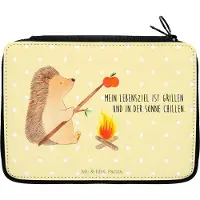 Mr. & Mrs. Panda Mäppchen Igel Grillen - Gelb Pastell - Geschenk, Ziele, Bleistiftetui, Lustige Sprüche, Schulmäppchen, Schreibmappe, Sinn Des Lebens, Motivation, Spruch