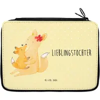 Mr. & Mrs. Panda Bleistiftetui Fuchs Mama - Gelb Pastell - Geschenk, Federtasche, Mutter, Etui, Federmäppchen, Tochter, Muttertag, für Stifte, Mäppchen, Schoß