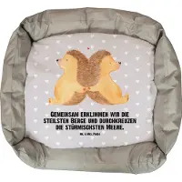 Mr. & Mrs. Panda Hundekörbchen Igel händchenhaltend - Grau Pastell - Geschenk, Muttertag, Hund, Beziehung, Hochzeit, Liebe, wichtelgeschenk, Freundin, Ostern, Love