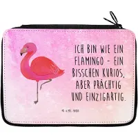Mr. & Mrs. Panda Federmäppchen Flamingo Classic - Aquarell Pink - Geschenk, Stolz, Prächtig, Geschwister, Bleistiftetui, Mäppchen, Ich, Schlampermäppchen, glücklich, Etui